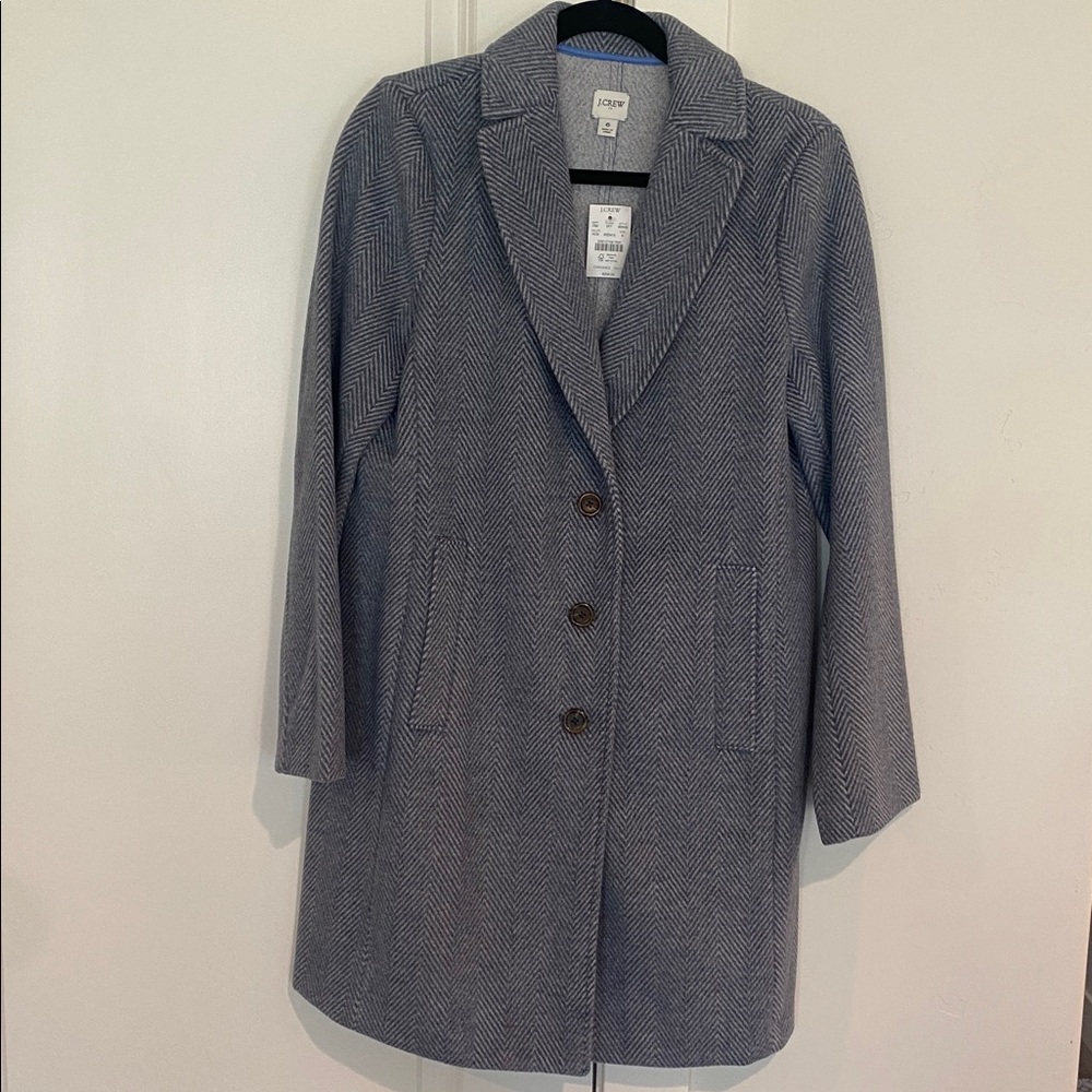 J. Crew Gray Herringbone Blazer Coat